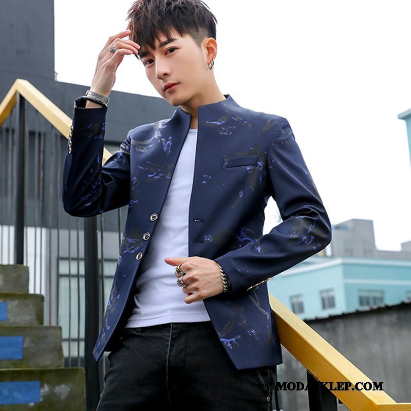 Męskie Blazer Tanie Slim Fit Płaszcz Topy Casual Piękny Fioletowy