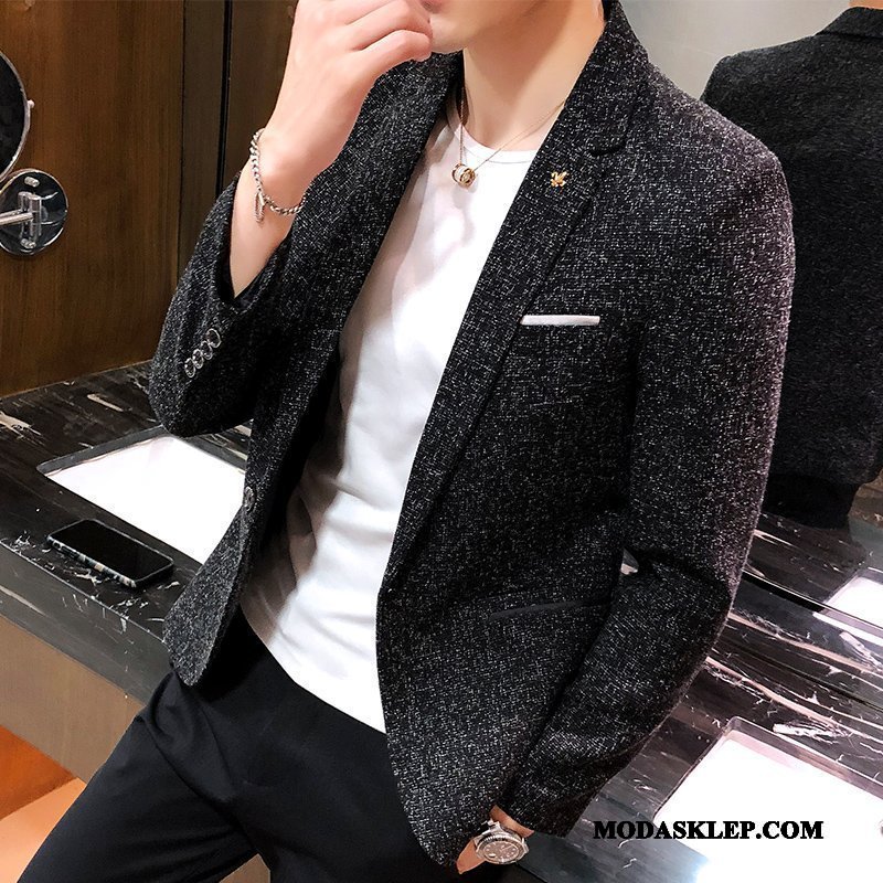 Męskie Blazer Tanie Tendencja Wiosna Garnitur Blezer Slim Fit Czerwony