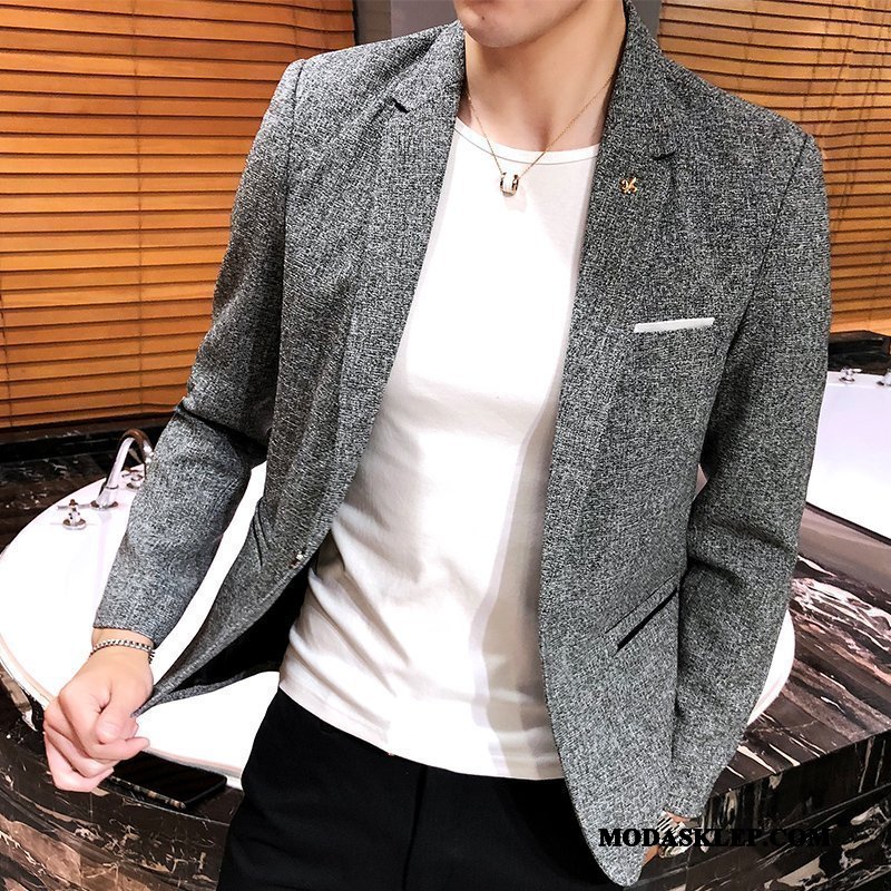 Męskie Blazer Tanie Tendencja Wiosna Garnitur Blezer Slim Fit Czerwony