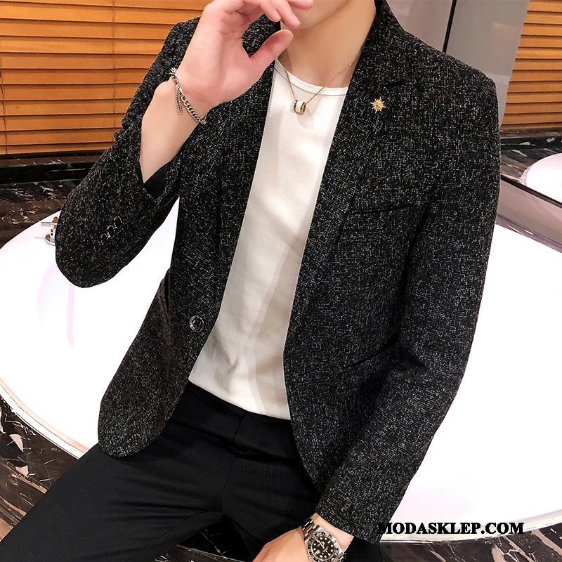 Męskie Blazer Tanie Tendencja Wiosna Garnitur Blezer Slim Fit Czerwony