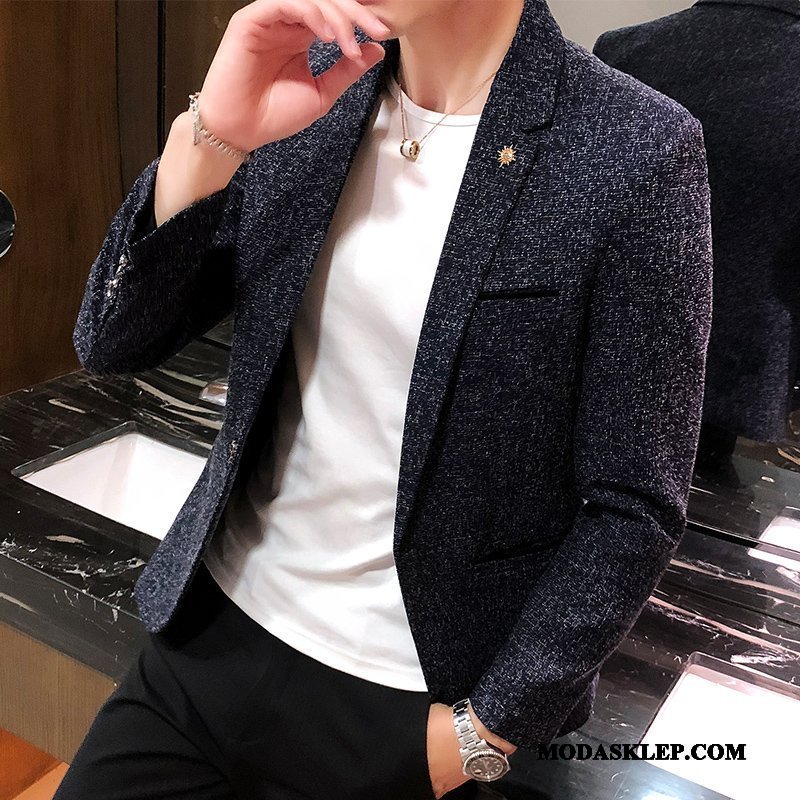 Męskie Blazer Tanie Tendencja Wiosna Garnitur Blezer Slim Fit Czerwony