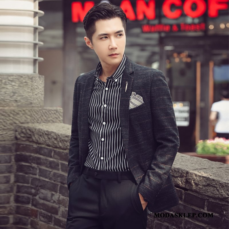 Męskie Blezer Kupię Casual Slim Fit Piękny Wełniane Brytyjskie Szary