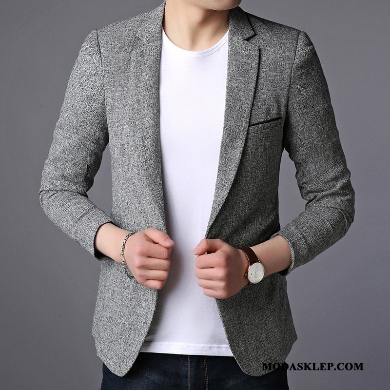 Męskie Blezer Sklep 2019 Slim Fit Casual Płaszcz Męska Czarny