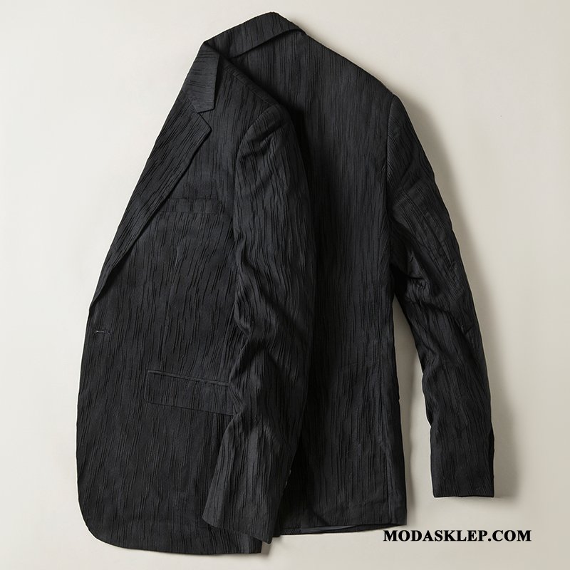 Męskie Blezer Tanie Slim Fit Płaszcz Męska Casual 2019 Ciemno Niebieski