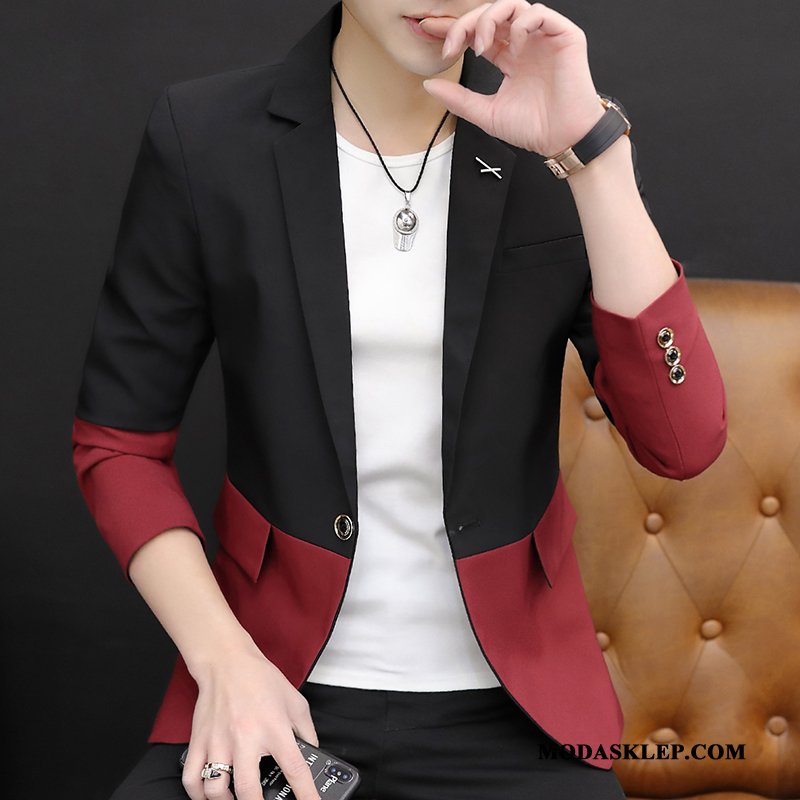 Męskie Blezer Tanie Tendencja Jesień Męska Casual Slim Fit Biały