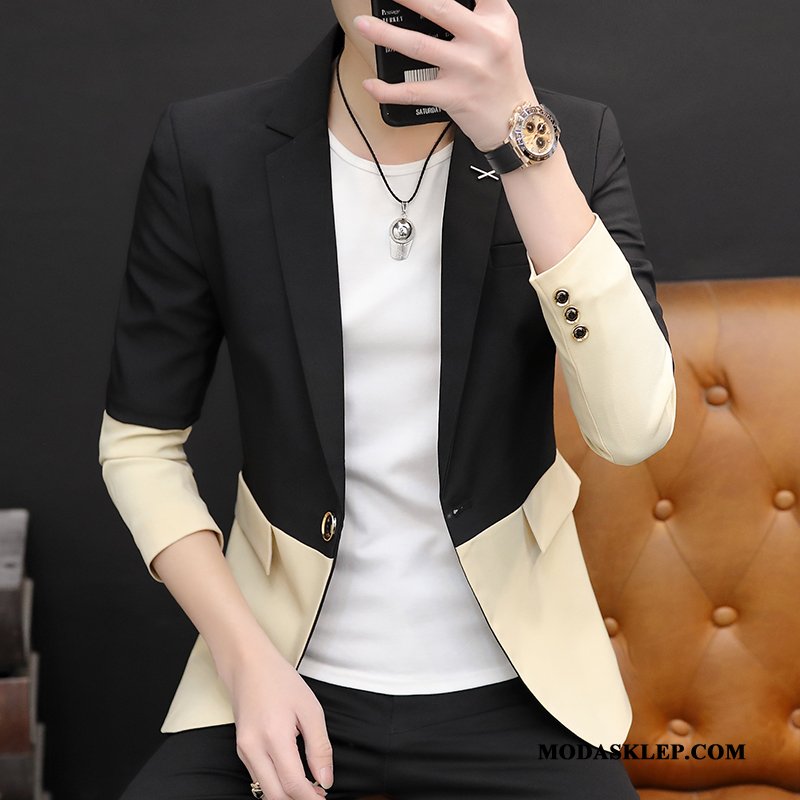Męskie Blezer Tanie Tendencja Jesień Męska Casual Slim Fit Biały