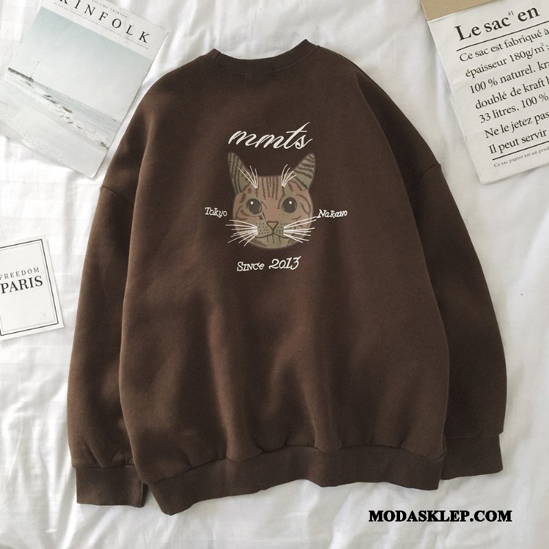 Męskie Bluza Z Kapturem Kup Kotek Płaszcz Pullover Bluzy Z Kapturem Szerokie Szary