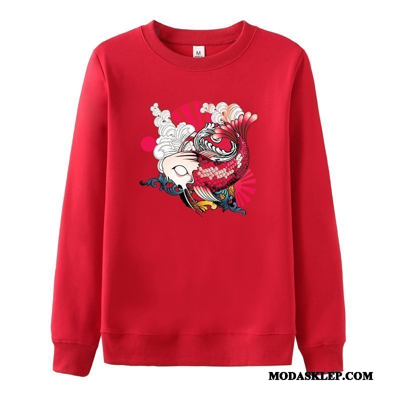 Męskie Bluza Z Kapturem Kup Męska Plus Kaszmir Okrągły Dekolt Szerokie Bluzy Z Kapturem Szary
