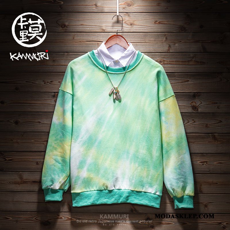 Męskie Bluza Z Kapturem Kupię Płaszcz Pullover Długi Rękaw Męska Okrągły Dekolt Niebieski