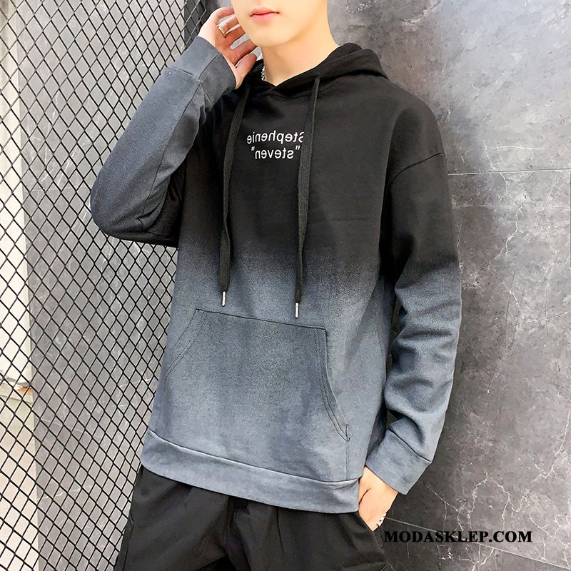 Męskie Bluza Z Kapturem Online Student Gradient Bluzy Z Kapturem Wiosna Jesień Szary
