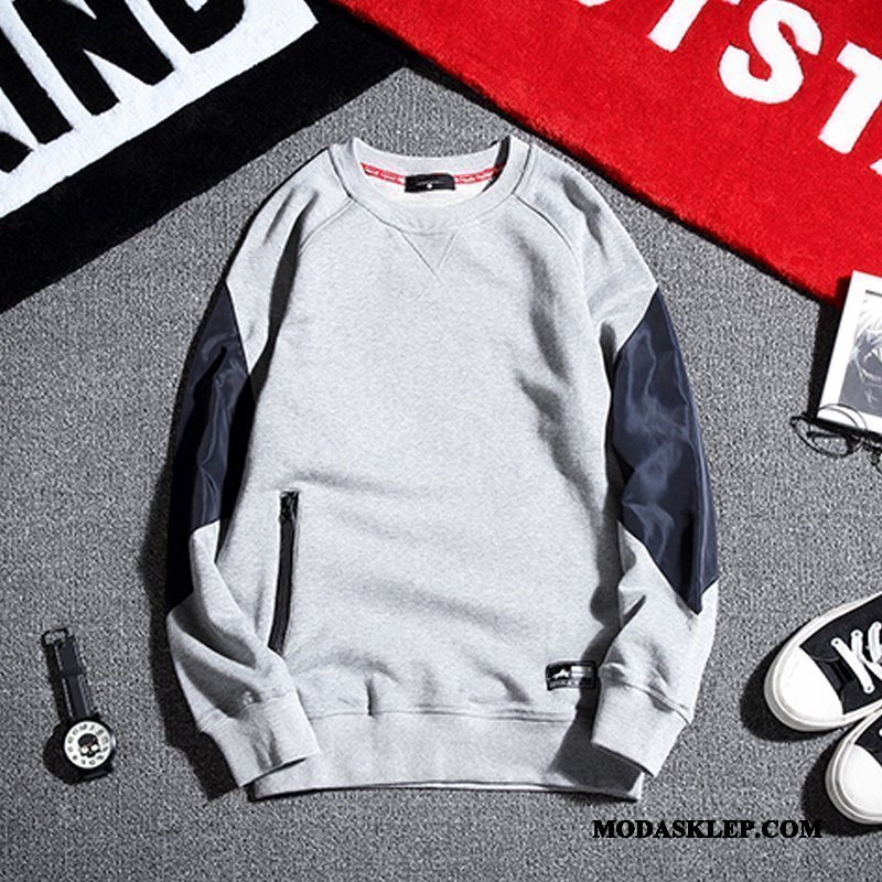 Męskie Bluza Z Kapturem Sklep Bluzy Z Kapturem Okrągły Dekolt Tendencja Pullover Płaszcz Mieszane Kolory Szary