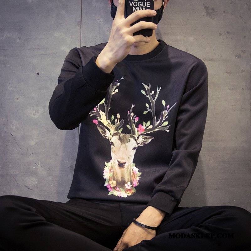 Męskie Bluza Z Kapturem Sklep Bluzy Z Kapturem Wiosna Męska T-shirt Z Długim Rękawem Podkoszulek Biały