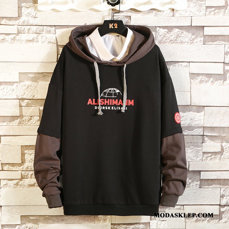 Męskie Bluza Z Kapturem Sprzedam Męska Szerokie Pullover Bluzy Z Kapturem Młodzież Czarny