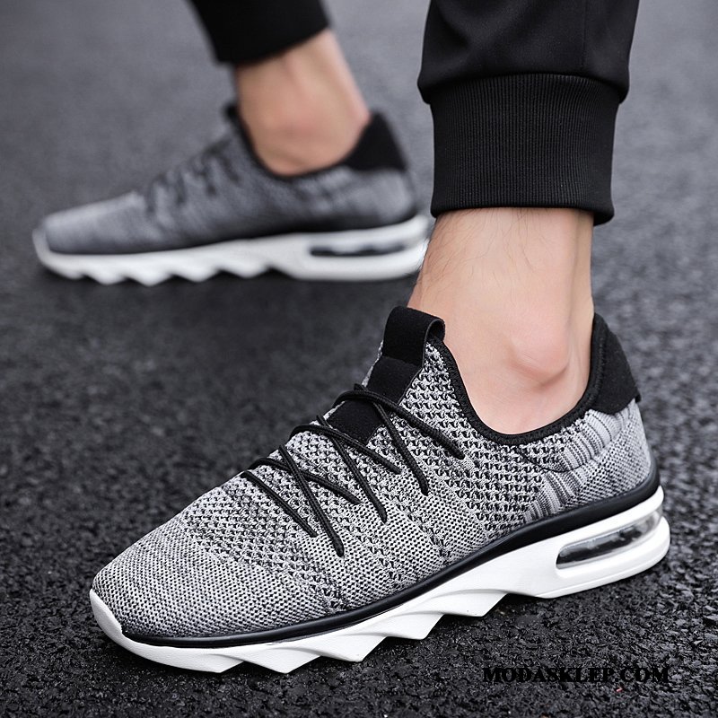 Męskie Buty Sportowe Sklep Buty Do Biegania Casual Siatkowe Zwiększ Trampki Szary