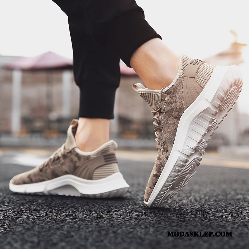 Męskie Buty Sportowe Tanie Casual Oddychające Plecione Wiosna 2019 Khaki