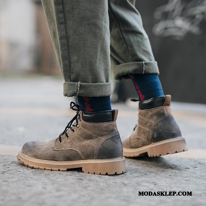 Męskie Czyścibut Na Sprzedaż Vintage Zima Okrągły Wysokie Cargo Khaki