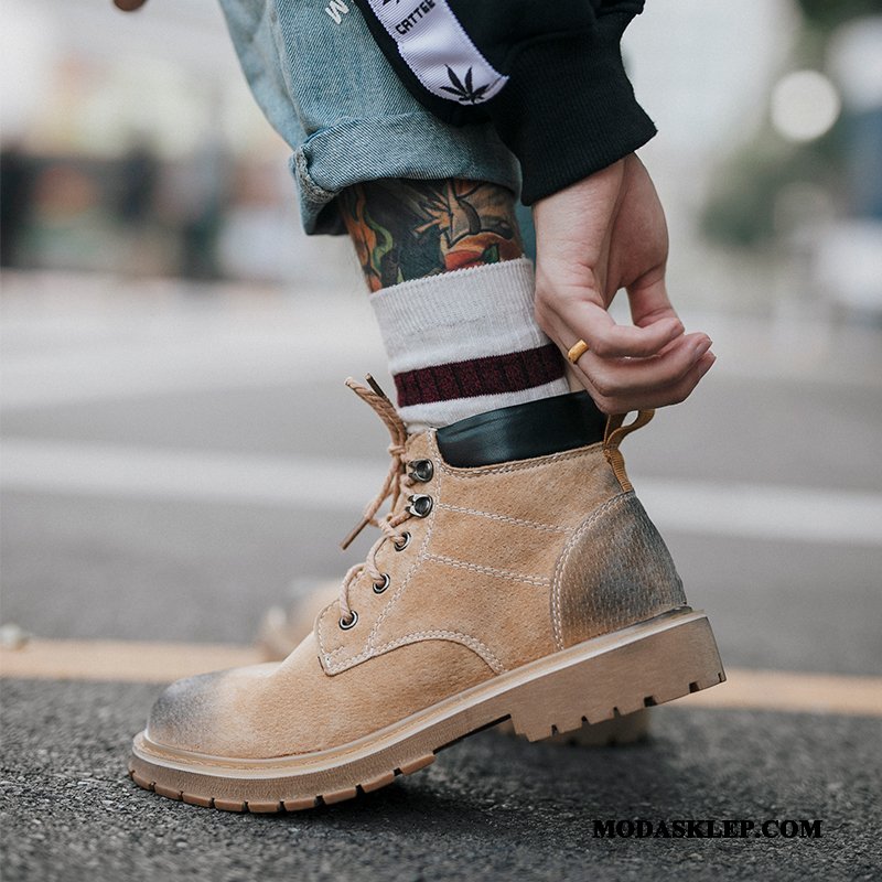 Męskie Czyścibut Na Sprzedaż Vintage Zima Okrągły Wysokie Cargo Khaki