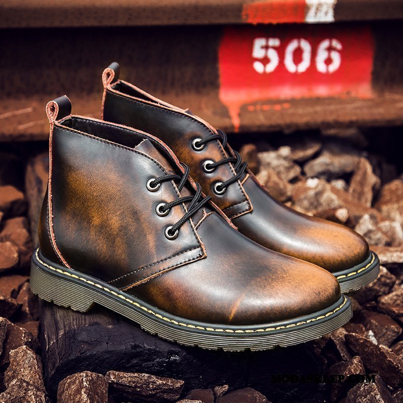 Męskie Czyścibut Na Sprzedaż Wysokie Vintage Brytyjski Męska Skórzane Buty Brązowy