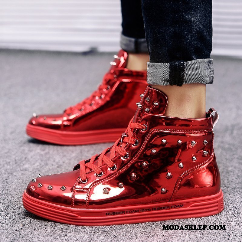 Męskie Czyścibut Oferta Buty Buty Na Deskorolke Moda Krótkie Botki Osobowość Czerwony