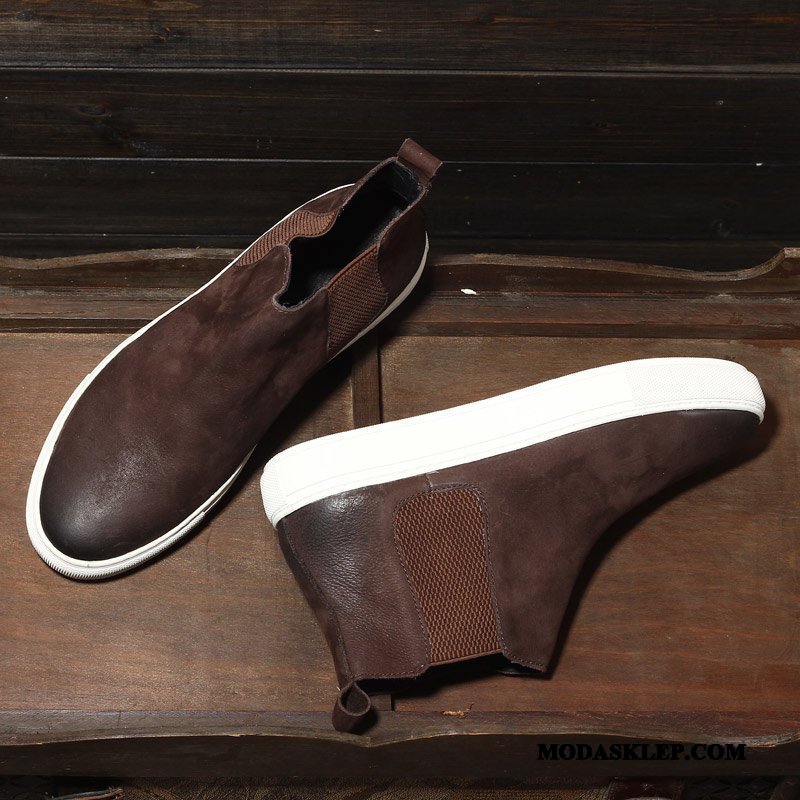 Męskie Czyścibut Tanie Buty Krótkie Botki Tendencja Vintage Męska Czarny
