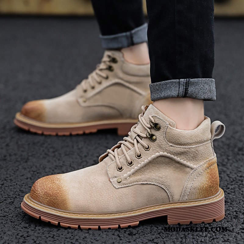 Męskie Czyścibut Tanie Vintage Tendencja Cargo Wysokie Zima Brązowy