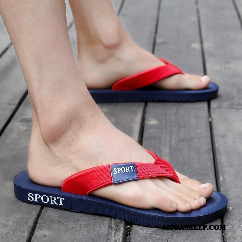 Męskie Japonki Kup Plażowe Buty Outdoor Lato Kapcie Czarny Czerwony
