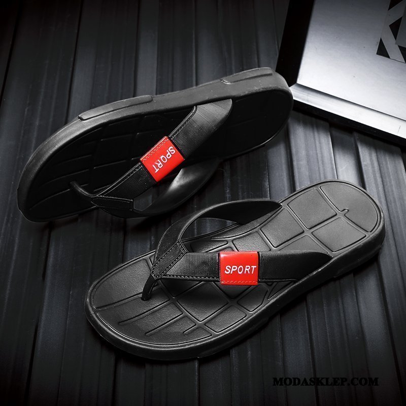 Męskie Japonki Kup Plażowe Buty Outdoor Lato Kapcie Czarny Czerwony