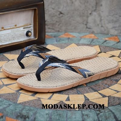 Męskie Japonki Kup Vintage Buty Kapcie Outdoor Męska Niebieski