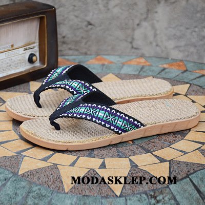 Męskie Japonki Kup Vintage Buty Kapcie Outdoor Męska Niebieski