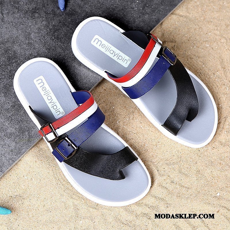 Męskie Japonki Oferta Lato Sandały Plażowe Buty Tendencja Niebieski