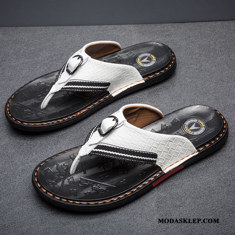 Męskie Japonki Oferta Osobowość Lato Outdoor Kapcie Męska Biały