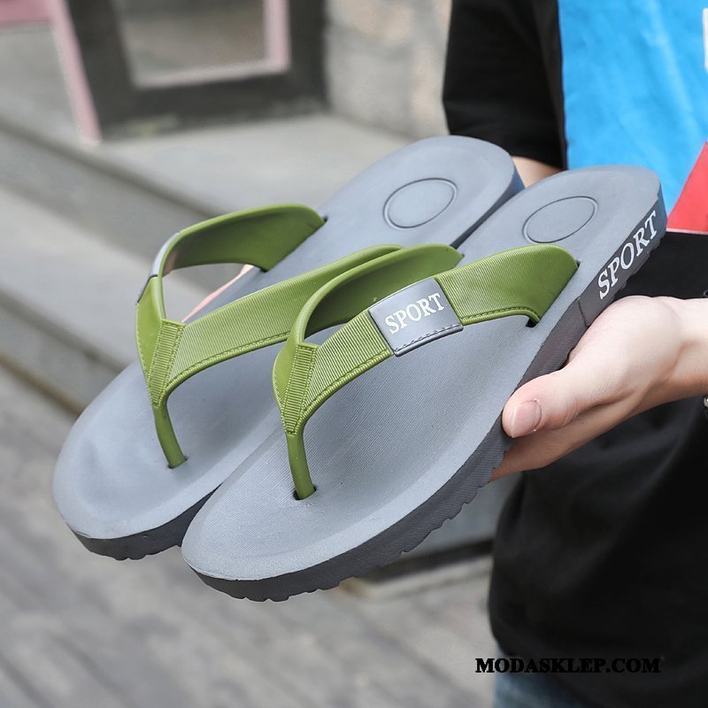 Męskie Japonki Oferta Osobowość Miękka Podeszwa Plażowe Kapcie Męska Czarny