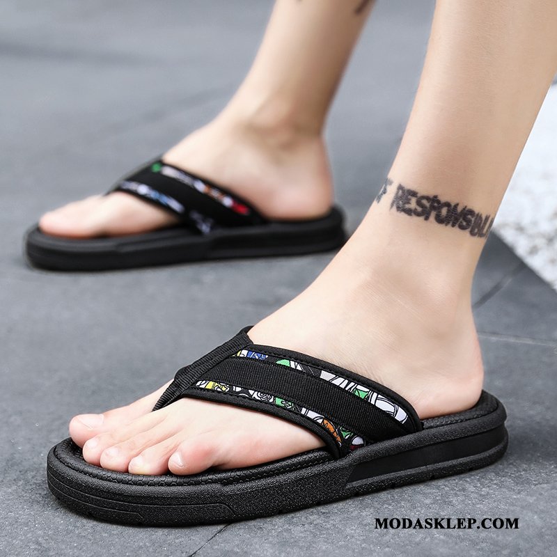 Męskie Japonki Tanie 2019 Moda Męska Kapcie Odzież Wierzchnia Złoty Czarny