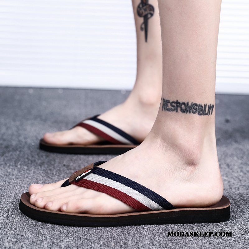 Męskie Japonki Tanie Przeplatane Plażowe Antypoślizgowe Lato Buty Brązowy