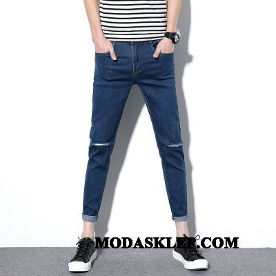 Męskie Jeansy Na Sprzedaż Mały Tendencja Slim Fit Męska Wiosna Niebieski Czarny