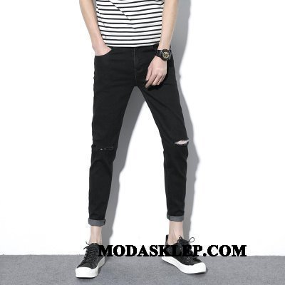 Męskie Jeansy Na Sprzedaż Mały Tendencja Slim Fit Męska Wiosna Niebieski Czarny