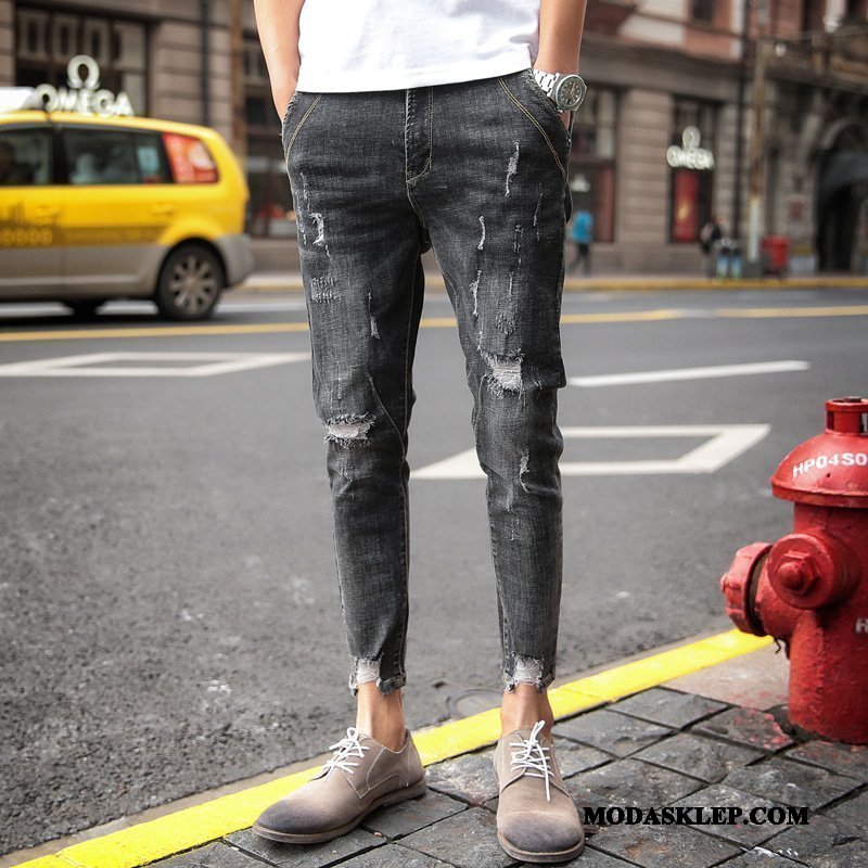 Męskie Jeansy Online Spodnie Slim Fit Casual Dżinsy Tendencja Niebieski Czarny