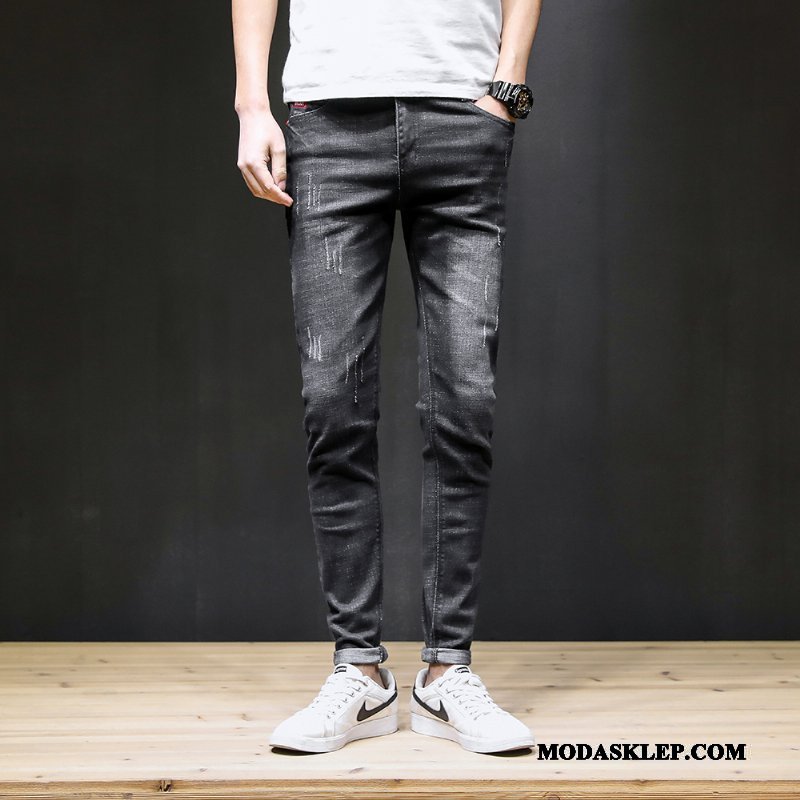 Męskie Jeansy Online Spodnie Slim Fit Casual Dżinsy Tendencja Niebieski Czarny