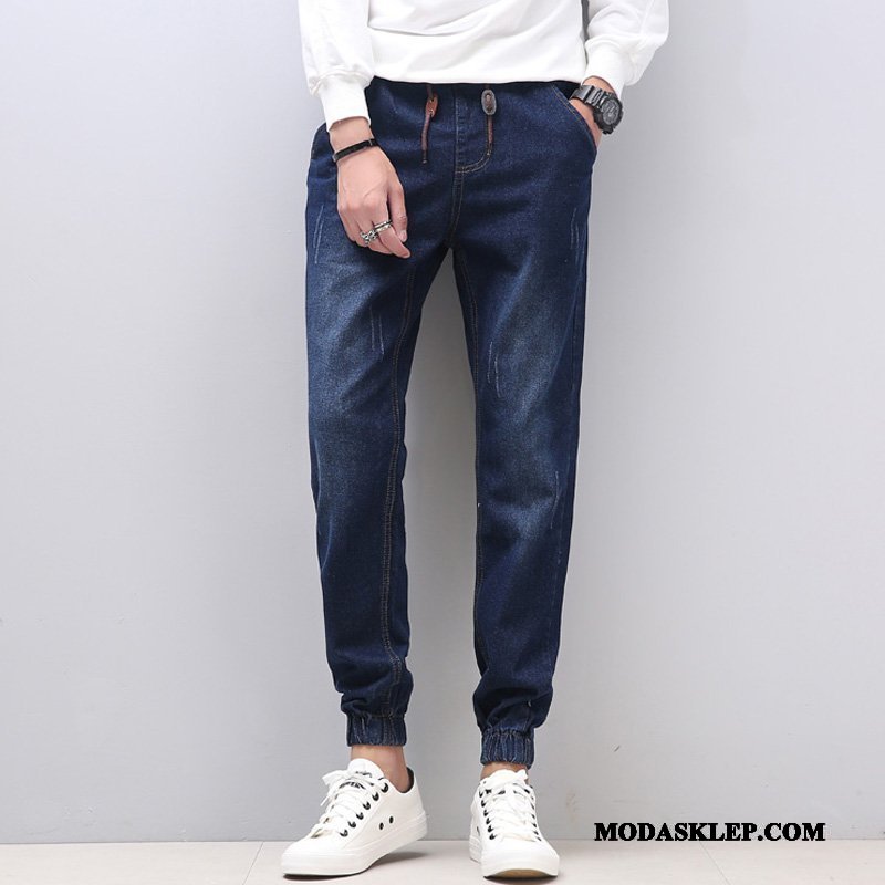 Męskie Jeansy Online Tendencja Dżinsy Casual Slim Fit Vintage Niebieski
