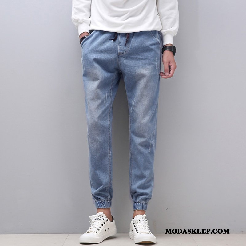 Męskie Jeansy Online Tendencja Dżinsy Casual Slim Fit Vintage Niebieski
