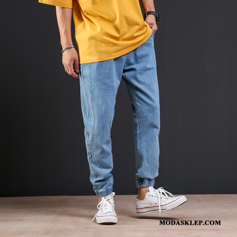 Męskie Jeansy Sklep Sportowe Męska Nowy Casual Slim Fit Niebieski