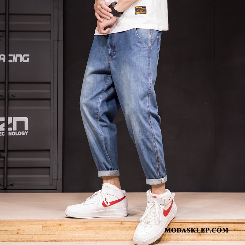 Męskie Jeansy Sklep Tendencja Modna Marka Casual Dżinsy Cienkie Szary Jasny