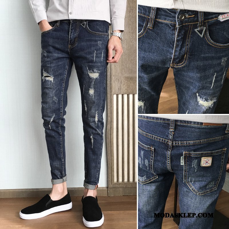 Męskie Jeansy Sprzedam Dżinsy Nowy Casual Tendencja Spodnie Niebieski