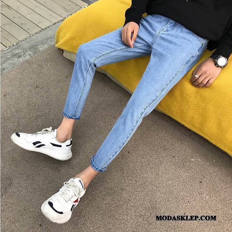 Męskie Jeansy Sprzedam Dżinsy Tendencja Modna Marka Ołówkowe Spodnie Slim Fit Niebieski Jasny