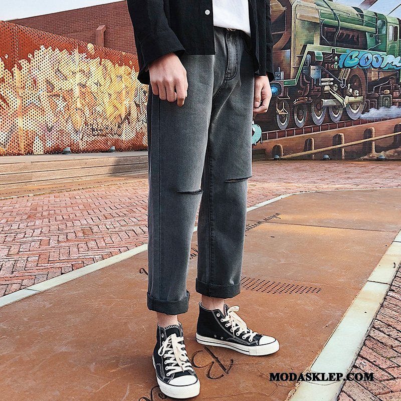 Męskie Jeansy Tanie Casual Modna Marka Męska Spodnie Dżinsy Niebieski