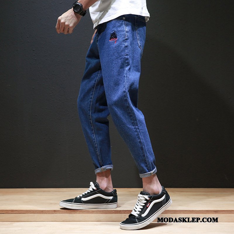 Męskie Jeansy Tanie Casual Slim Fit Szerokie Dżinsy Wiosna Jasny Niebieski