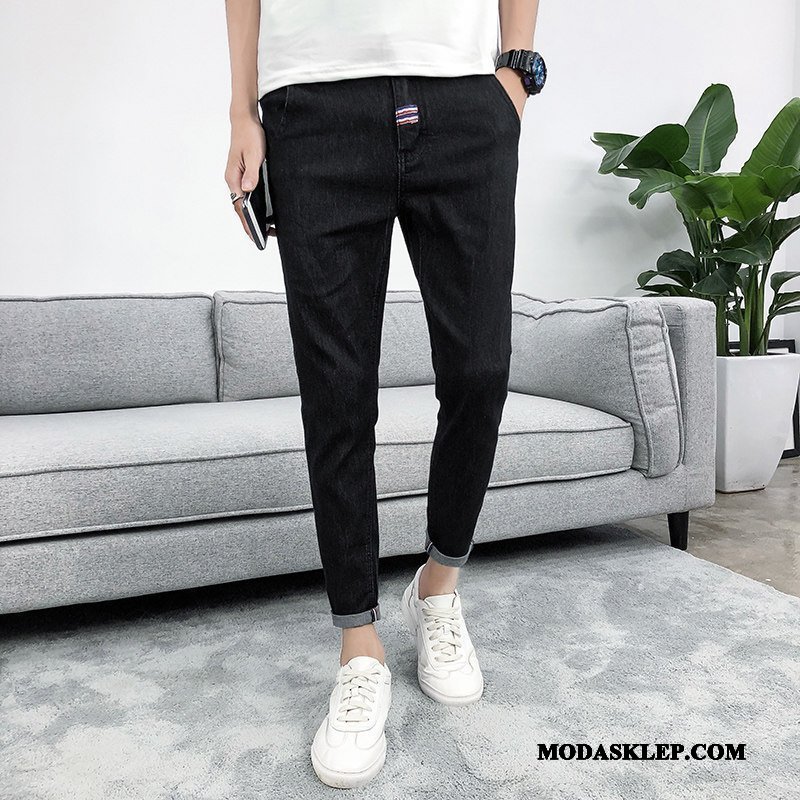 Męskie Jeansy Tanie Nowy Z Dziurami Slim Fit Spodnie Ołówkowe Spodnie Czarny