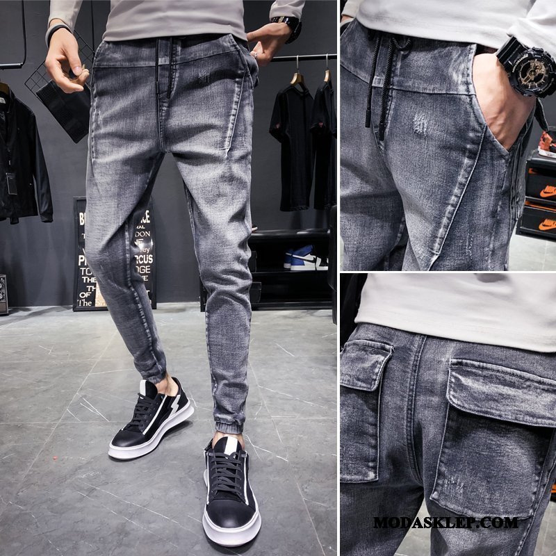 Męskie Jeansy Tanie Slim Fit Dżinsy Harlan Mały Tendencja Niebieski