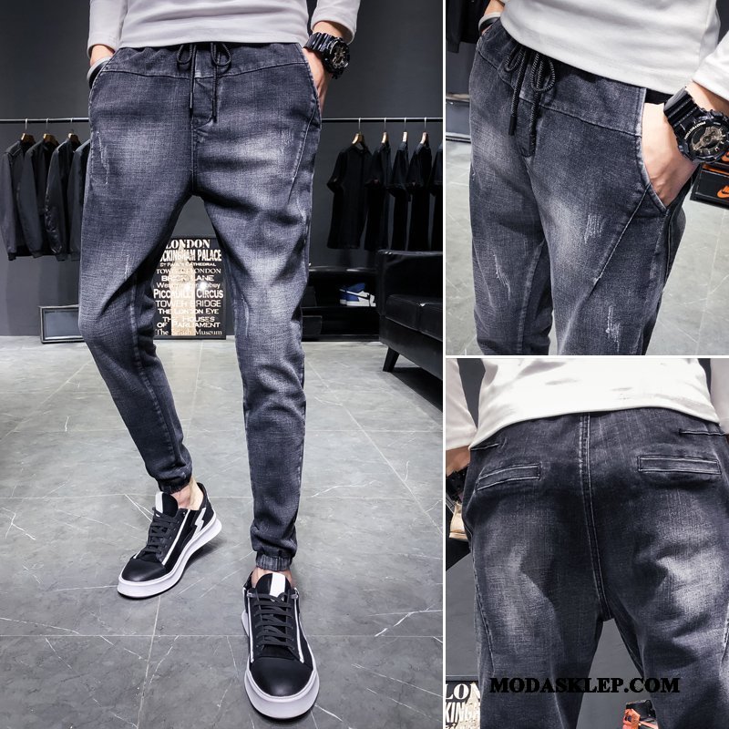 Męskie Jeansy Tanie Slim Fit Dżinsy Harlan Mały Tendencja Niebieski