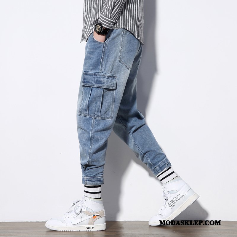 Męskie Jeansy Tanie Slim Fit Harlan Tendencja Mały Szerokie Niebieski Jasny
